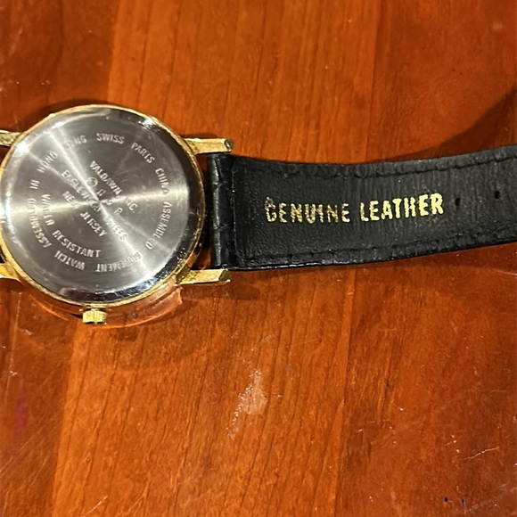 Tea Time Pop Art Tea Pot Watch Genuine Black Leather Strap Watch Gold Accents - Picture 10 of 12